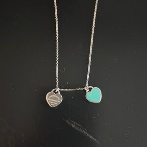 Silver Heart Necklace with Turquoise Accent
